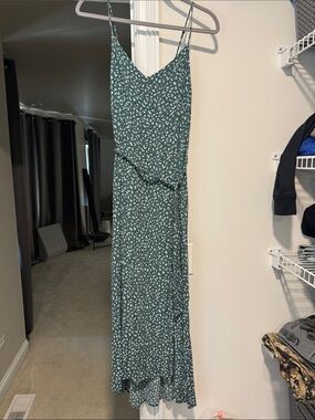 Green Floral high low Maxi Dress